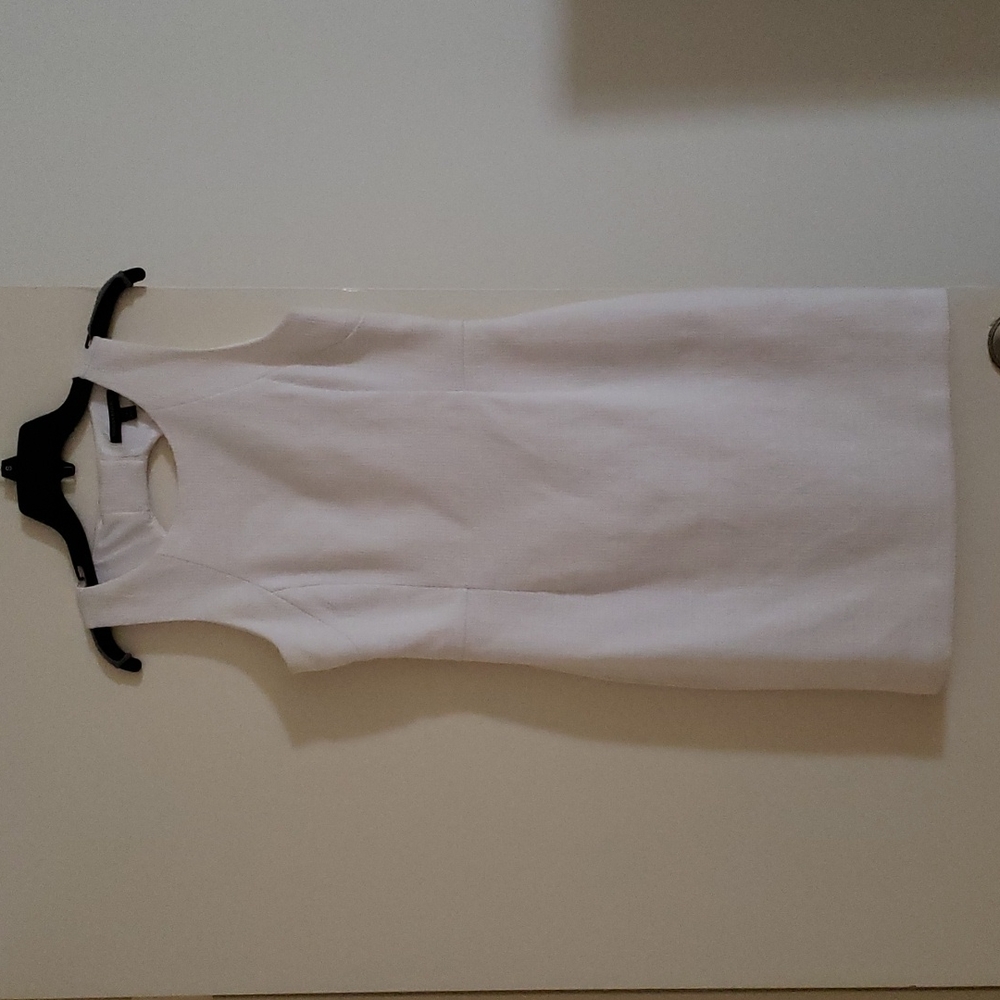 Banana Republic white cotton bodycon sheath dress cut out back 4 S